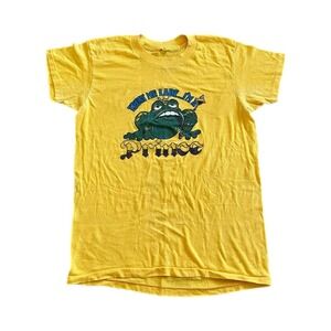 Vintage Shirt Men's S Prince Charming Frog‎ Yellow 80s Funny Fairytale